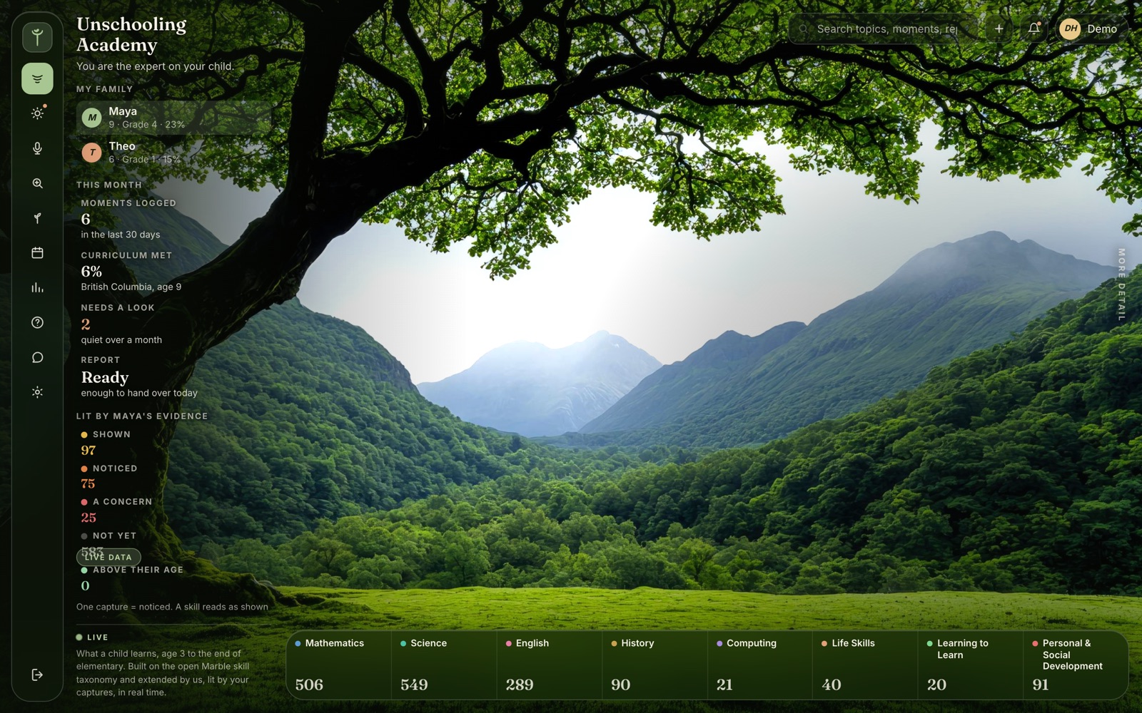 The desktop home